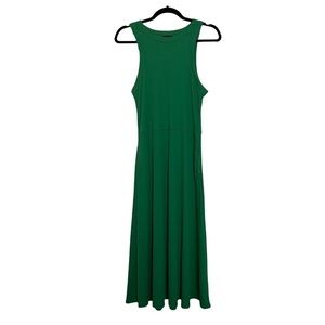 Who What Wear Green Sleeveless Halter Ribbed Knit Midi Dress Sz.M
